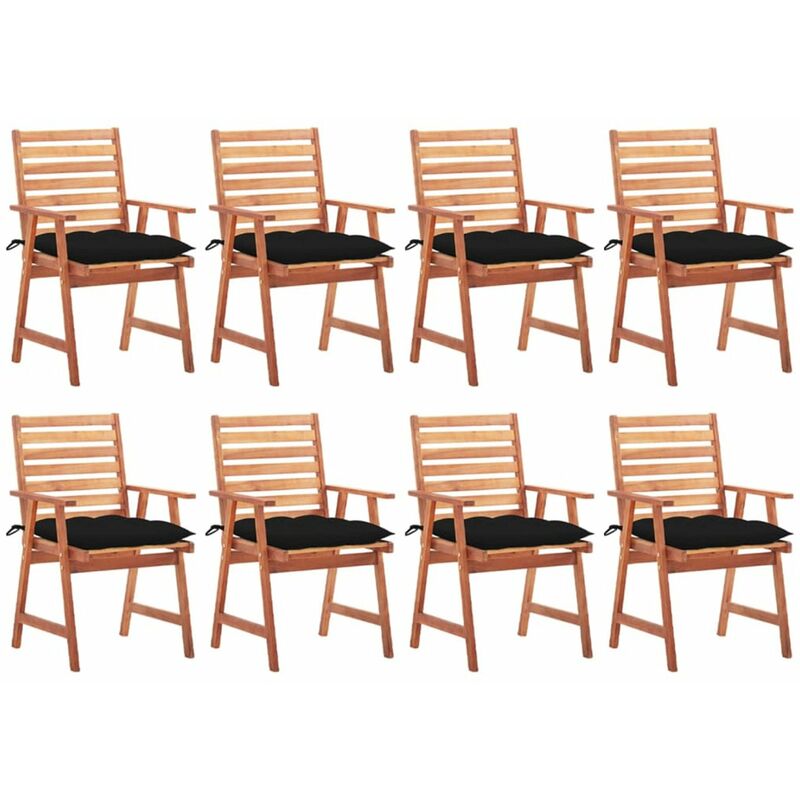 

Sillas comedor de jardin y cojines 8 uds madera maciza acacia