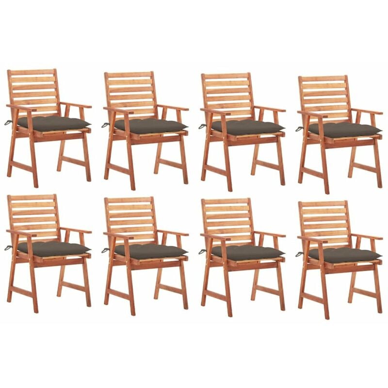 

Sillas comedor de jardin y cojines 8 uds madera maciza acacia