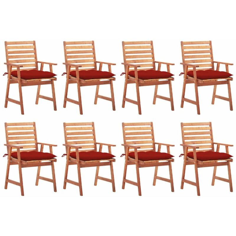 

Happyshopping - Sillas comedor de jardin y cojines 8 uds madera maciza acacia