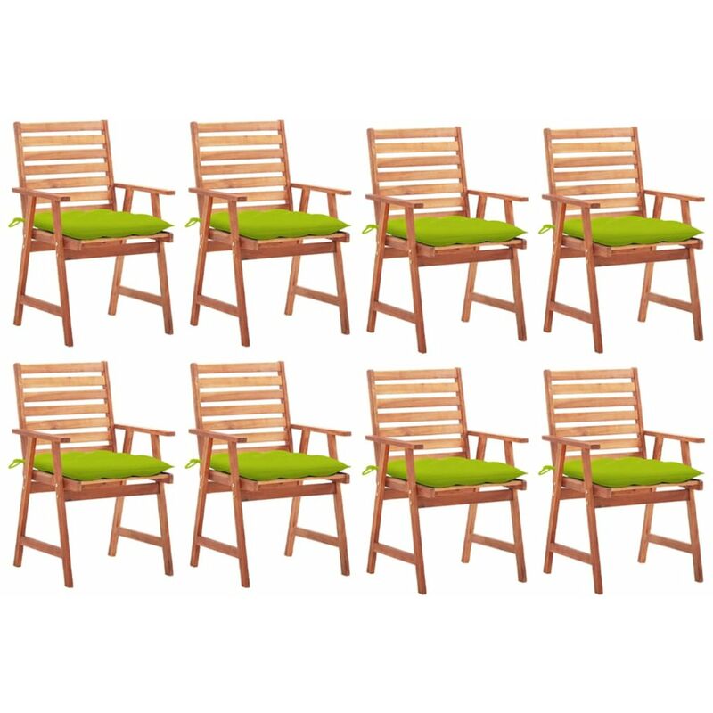 

Happyshopping - Sillas comedor de jardin y cojines 8 uds madera maciza acacia