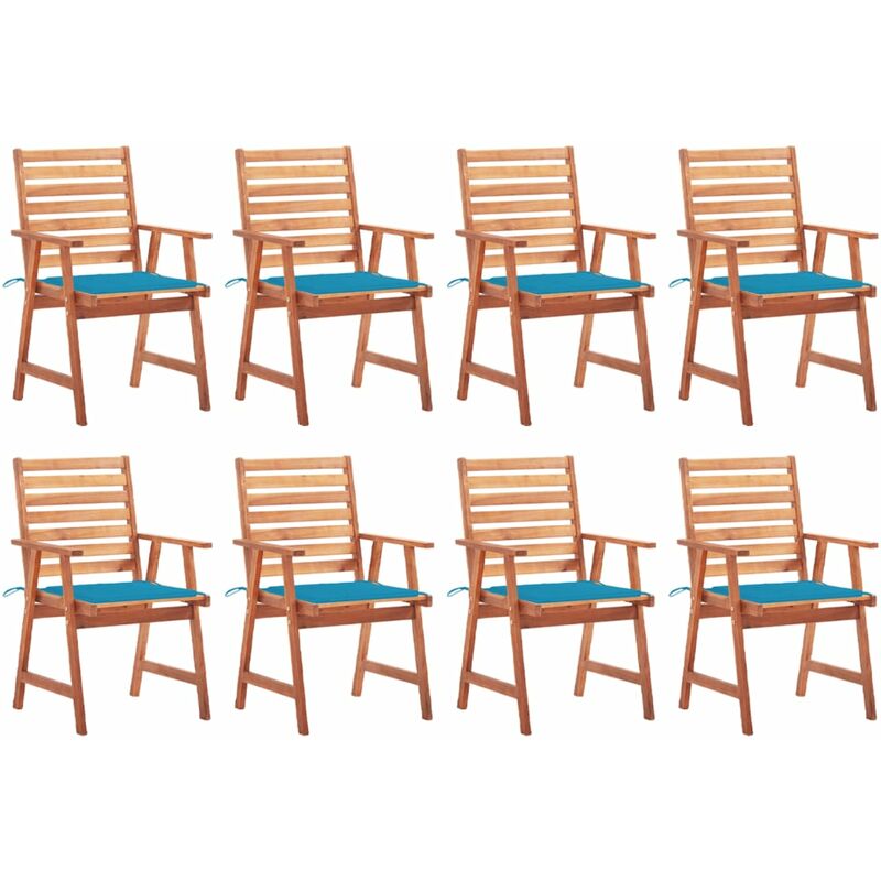 

Sillas comedor de jardín y cojines 8 uds madera maciza acacia