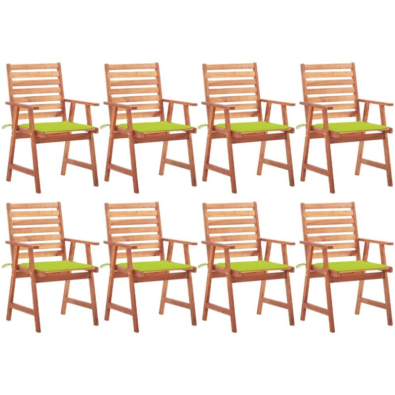 

Sillas comedor de jardín y cojines 8 uds madera maciza acacia