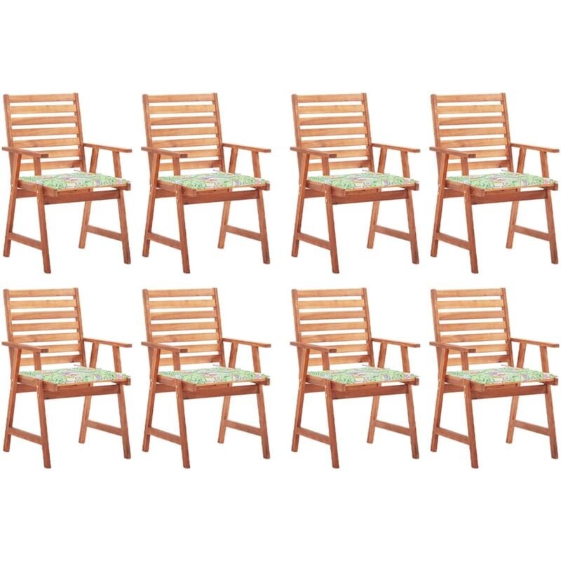 

Sillas comedor de jardín y cojines 8 uds madera maciza acacia