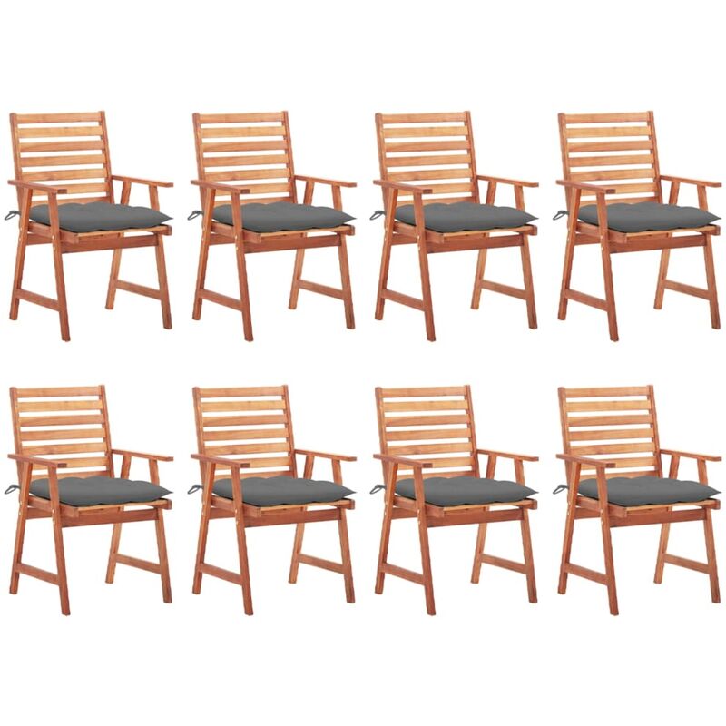 

Sillas comedor de jardín y cojines 8 uds madera maciza acacia