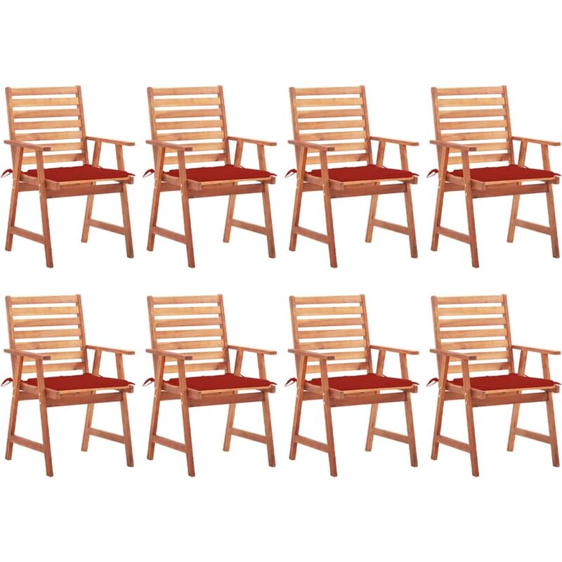 

Sillas comedor de jardín y cojines 8 uds madera maciza acacia