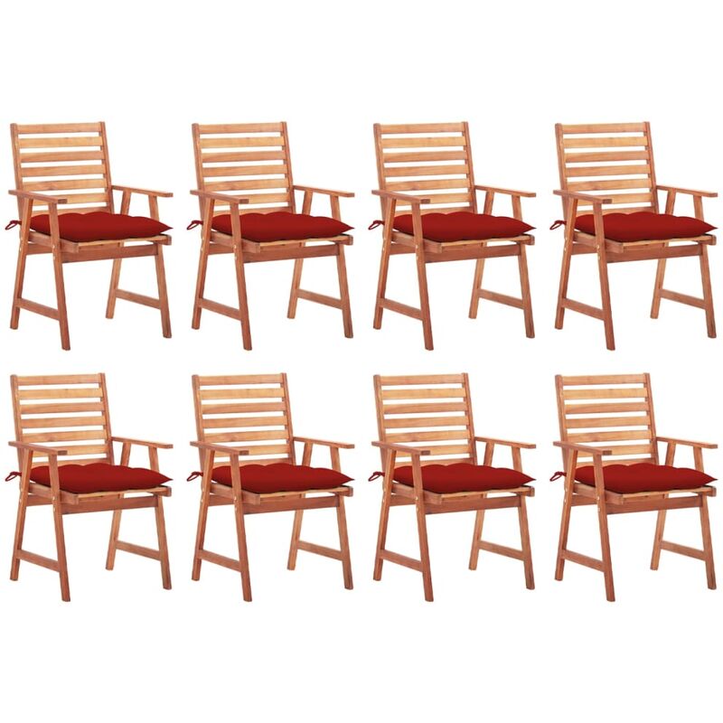 

Sillas comedor de jardín y cojines 8 uds madera maciza acacia