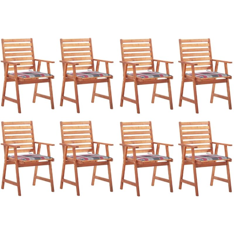 

Sillas comedor de jardín y cojines 8 uds madera maciza acacia