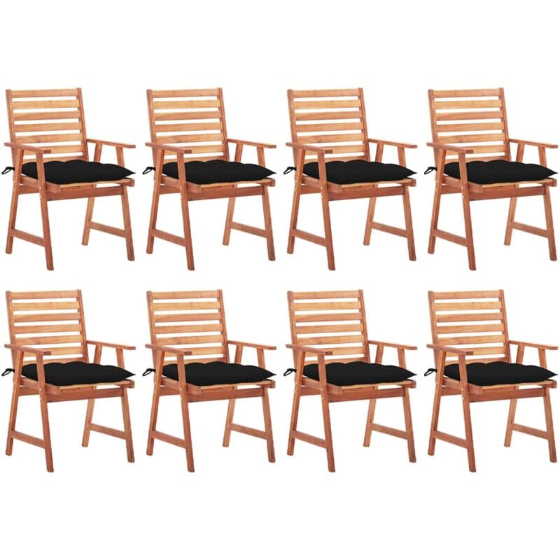 

Sillas comedor de jardín y cojines 8 uds madera maciza acacia