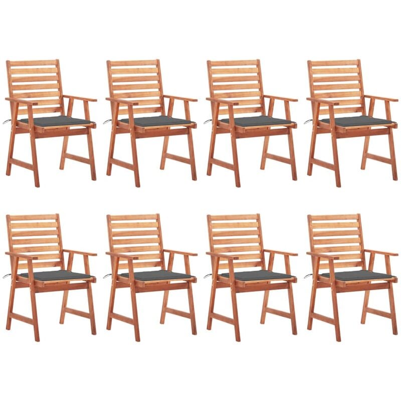 

Sillas comedor de jardín y cojines 8 uds madera maciza acacia