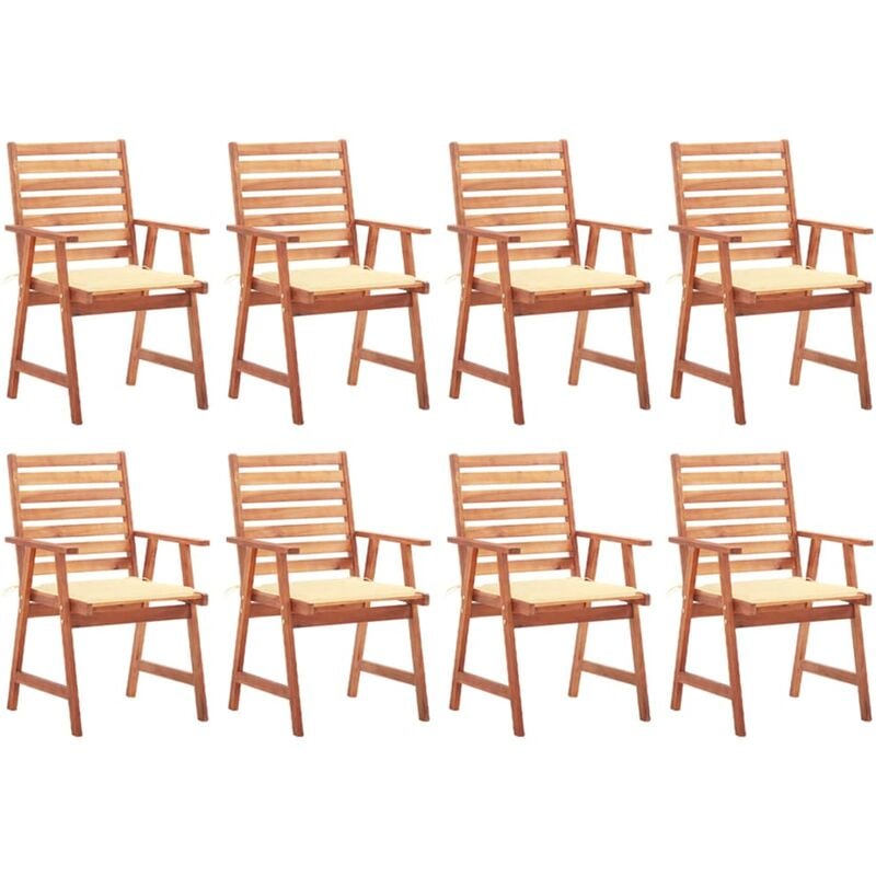 

Sillas comedor de jardín y cojines 8 uds madera maciza acacia