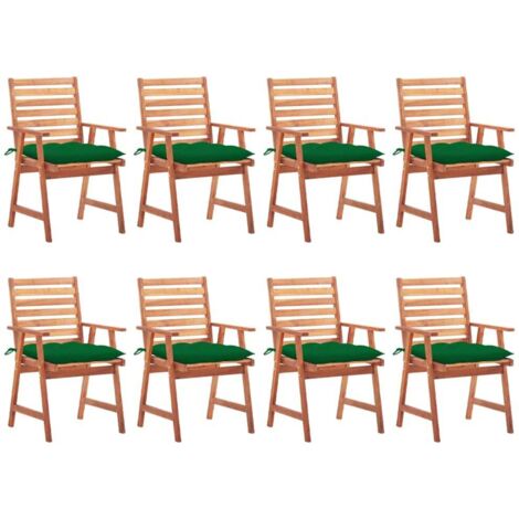 Sillas comedor de jardín y cojines 8 uds madera maciza acacia