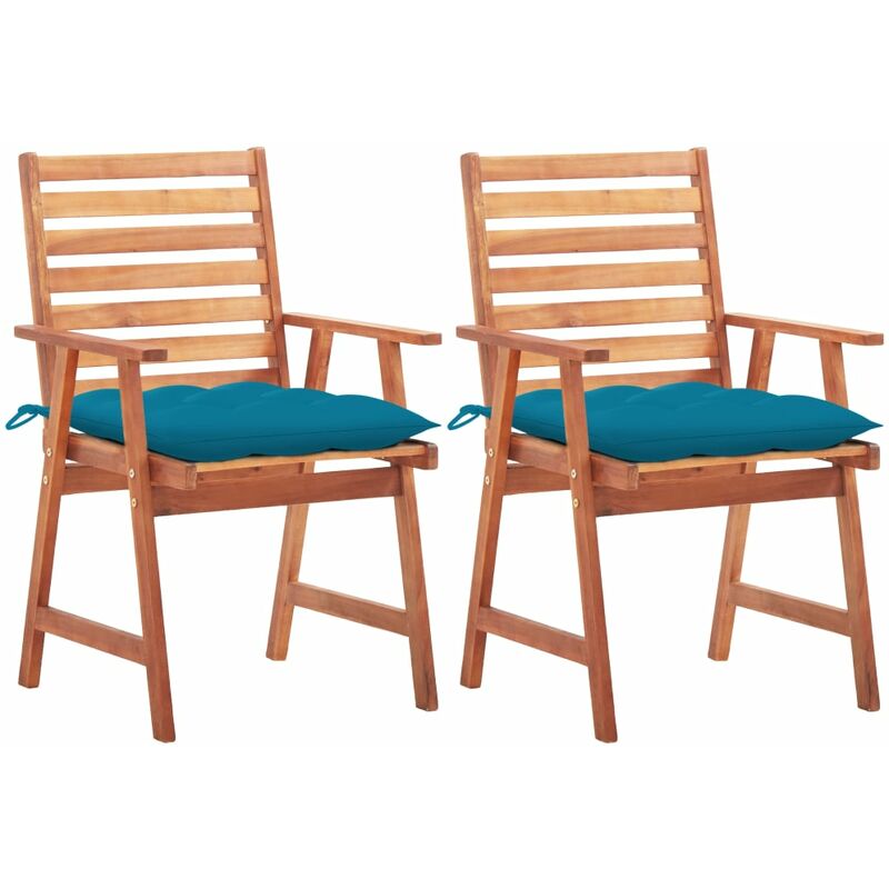 

Sillas comedor de jardín 2 uds madera maciza acacia y cojines - Marrón