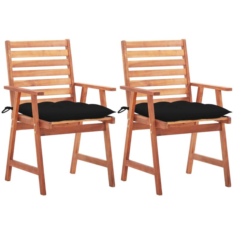 

Sillas comedor de jardín 2 uds madera maciza acacia y cojines - Marrón