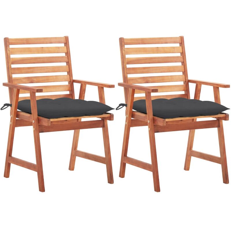 

Sillas comedor de jardín 2 uds madera maciza acacia y cojines - Marrón