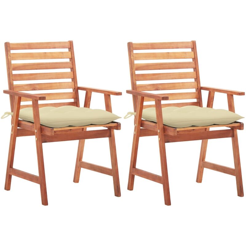 

Sillas comedor de jardín 2 uds madera maciza acacia y cojines - Marrón