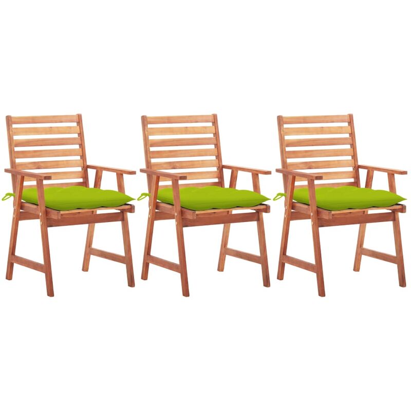 

Sillas comedor de jardín 3 uds madera maciza acacia y cojines - Marrón