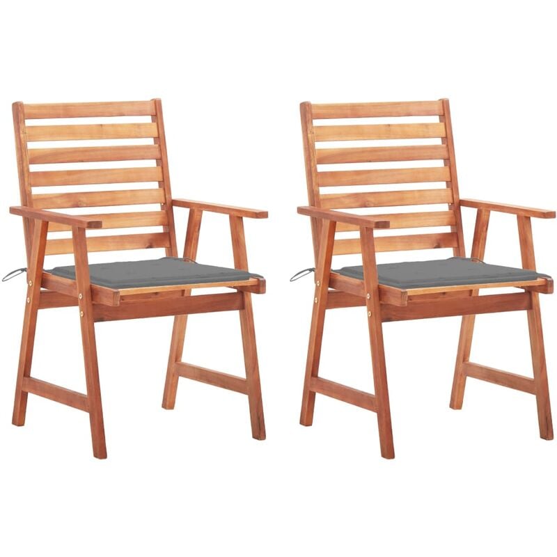 

Sillas comedor de jardín y cojines 2 uds madera maciza acacia - Marrón