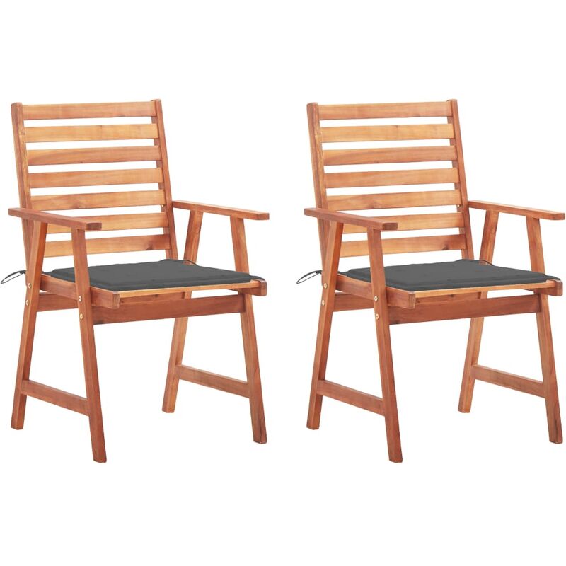 

Sillas comedor de jardín y cojines 2 uds madera maciza acacia - Marrón