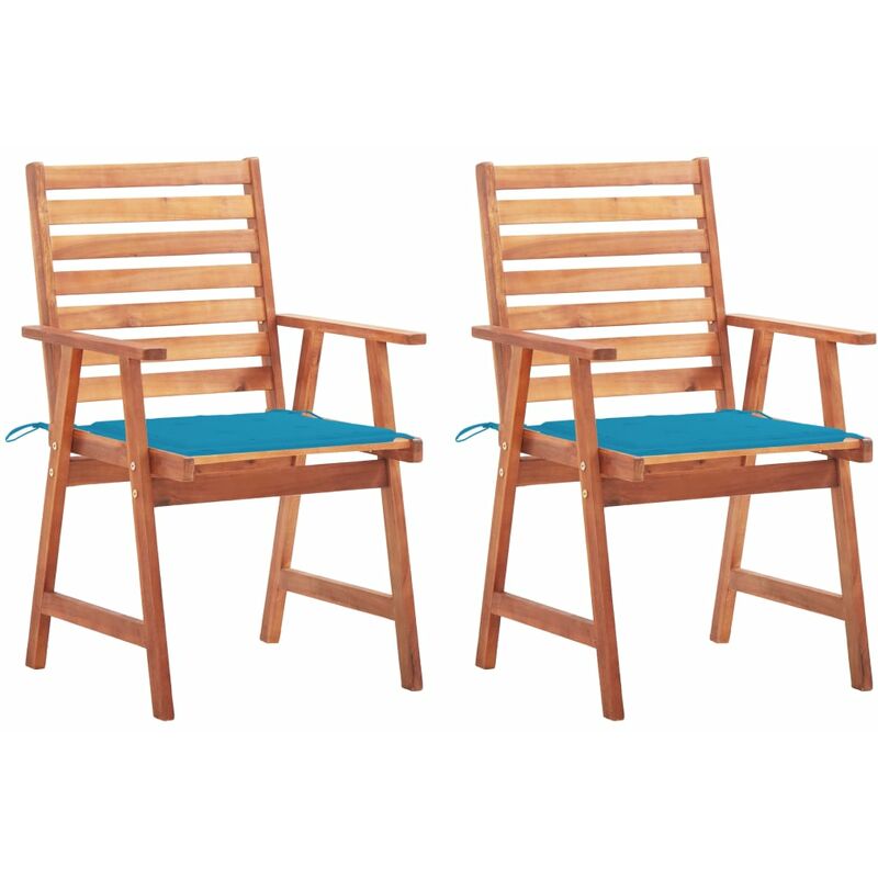 

Sillas comedor de jardín y cojines 2 uds madera maciza acacia - Marrón