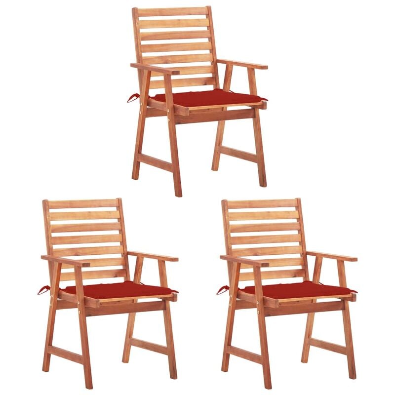 

Sillas comedor de jardín y cojines 3 uds madera maciza acacia - Marrón