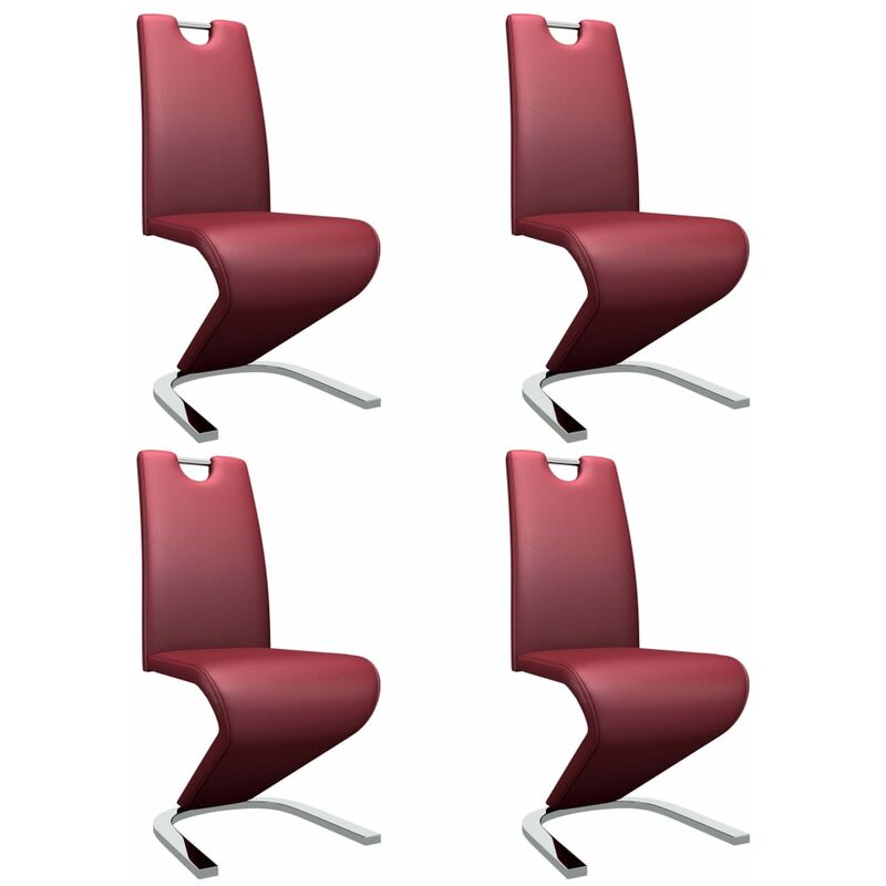 

Sillas comedor en zigzag 4 uds cuero sintético color vino tinto - Rojo