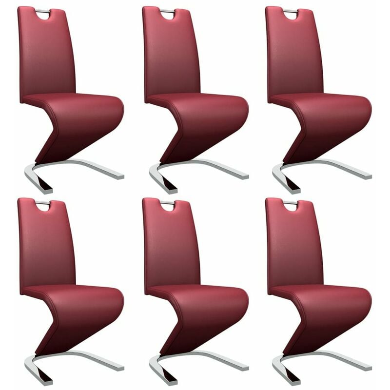 

Happyshopping - Sillas comedor en zigzag 6 uds cuero sintetico color vino tinto