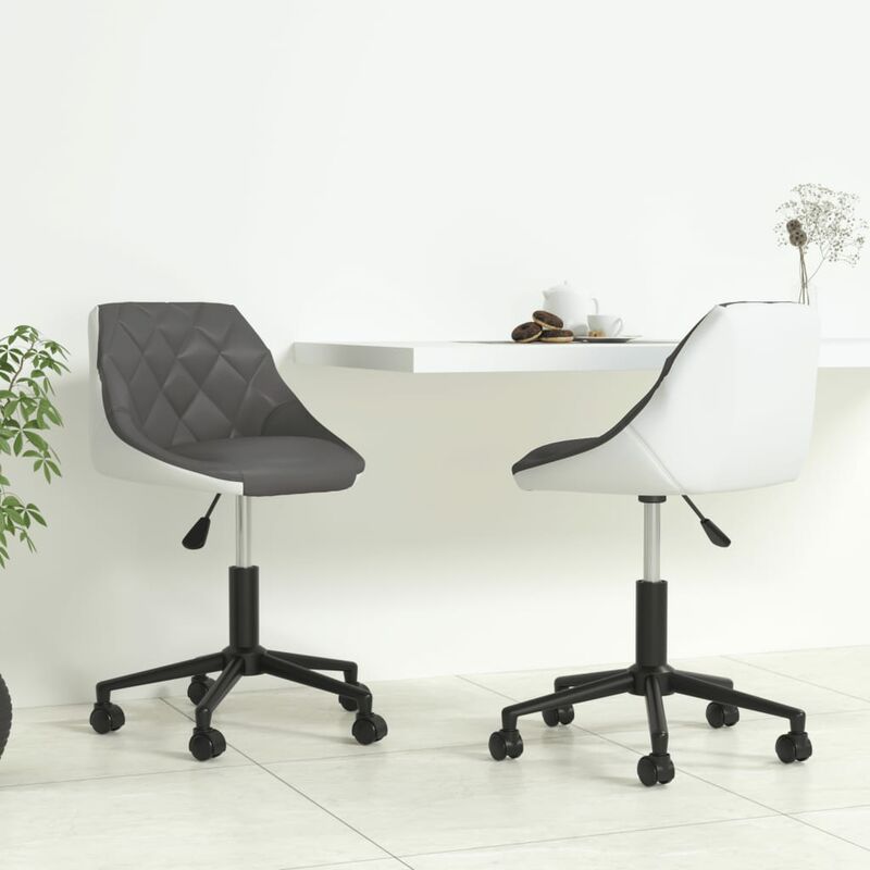 

Sillas comedor giratorias 2 unidades cuero sintético gris y blanco