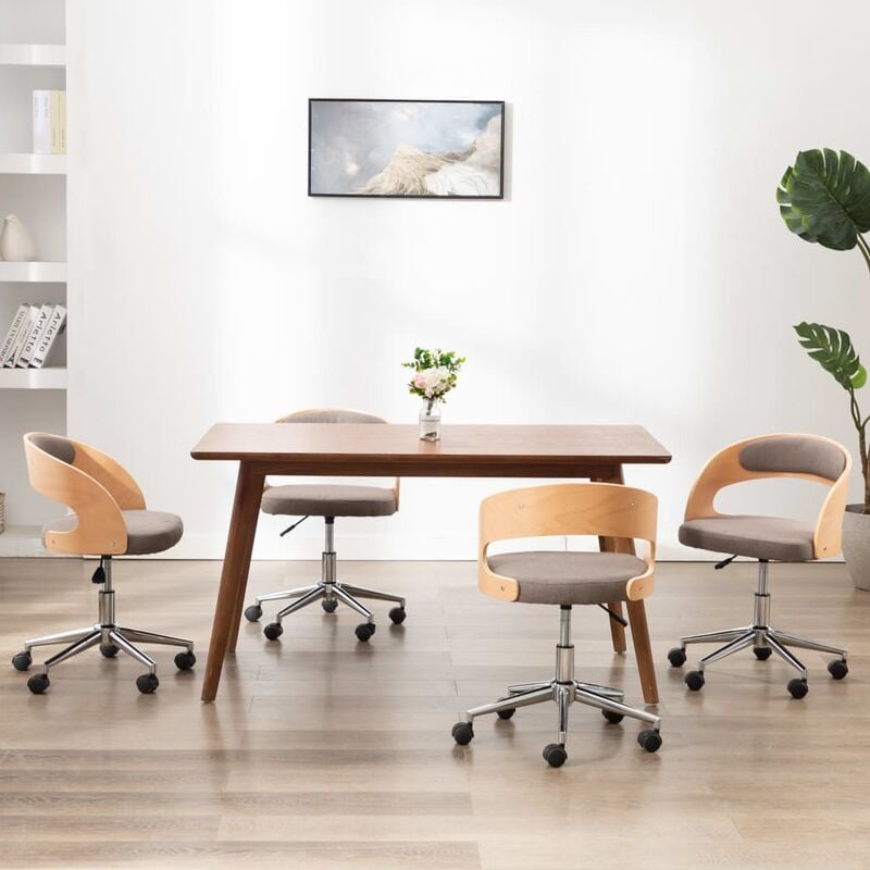 

Sillas comedor giratorias 4 uds madera curvada tela gris taupe