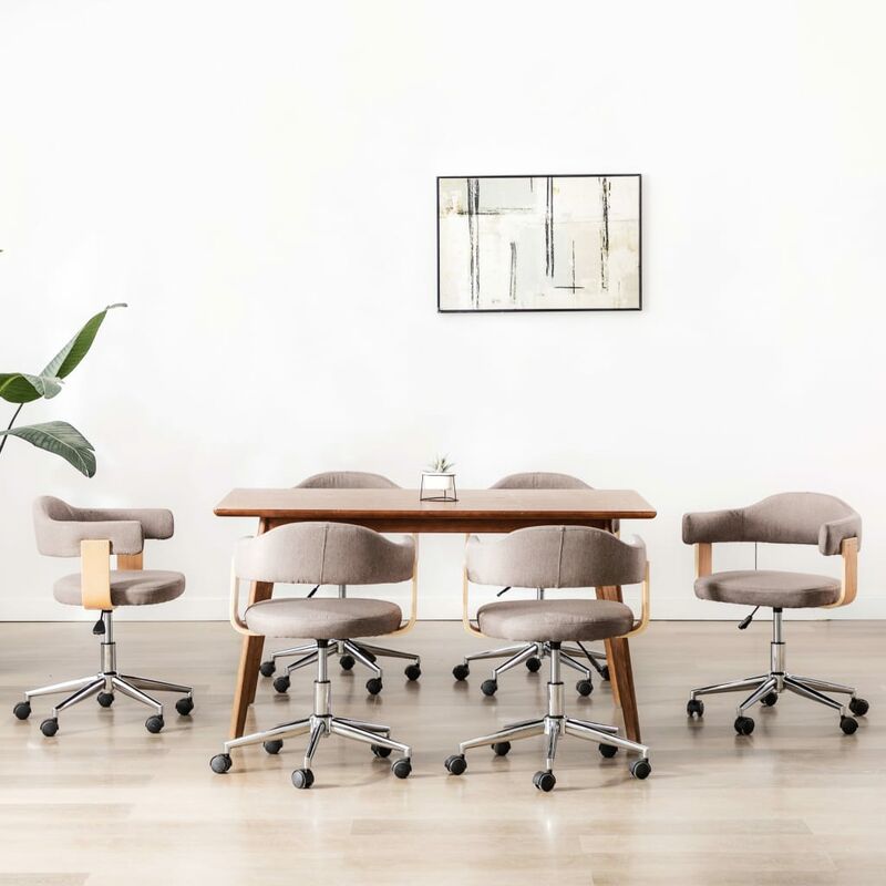 

Sillas comedor giratorias 6 uds madera curvada tela gris taupe