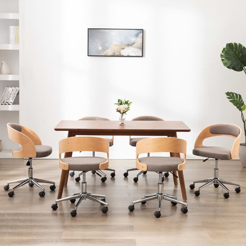 

Sillas comedor giratorias 6 uds madera curvada tela gris taupe