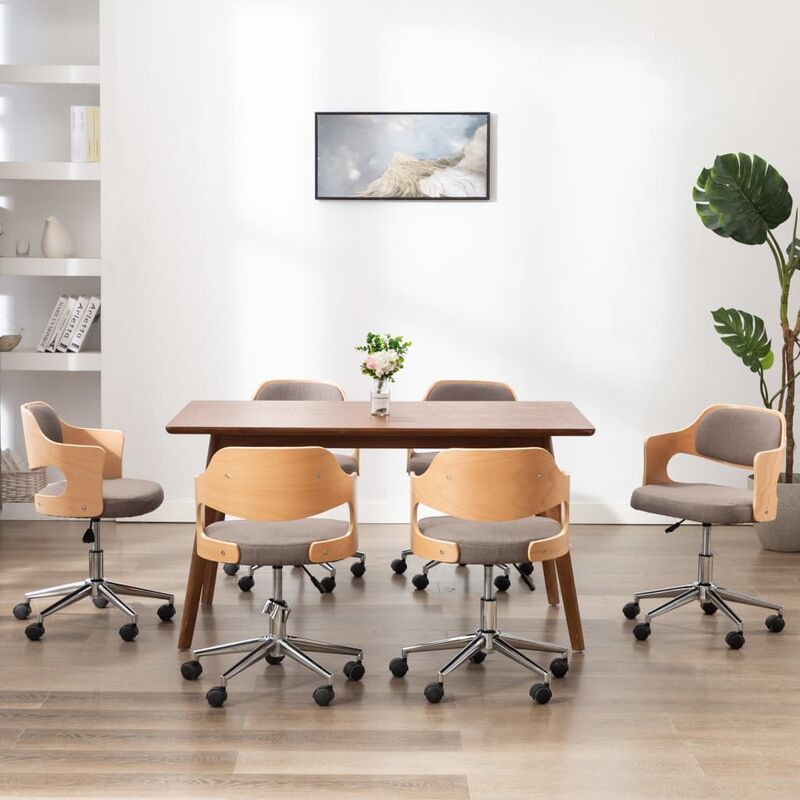 

Sillas comedor giratorias 6 uds madera curvada tela gris taupe
