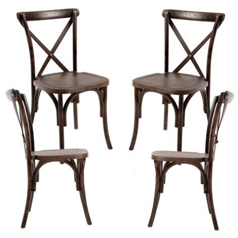 Sillas Comedor - Pack 4 Sillas Altea Polipropileno efecto Madera - Roble oscuro