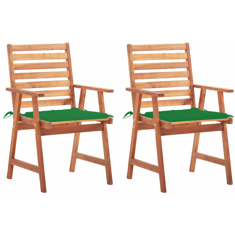 

Sillas comedor para jardin 2 uds madera maciza acacia y cojines