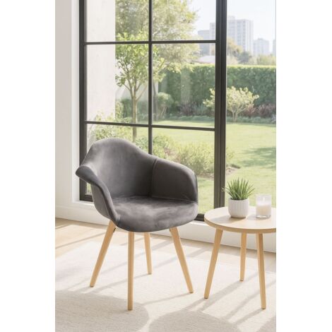 Sillas Comedor - Silla Belu Terciopelo - Gris oscuro