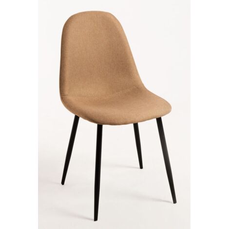 Sillas Comedor - Silla Black Teok Tela - Marrón arena