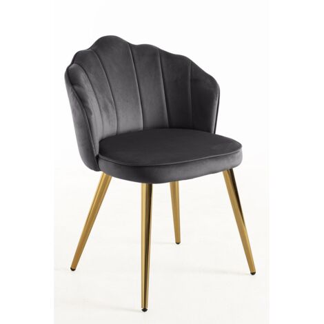 Sillas Comedor - Silla Blume Gold Terciopelo - Gris oscuro