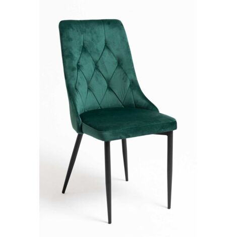 Sillas Comedor - Silla Dolphin Black Terciopelo - Verde
