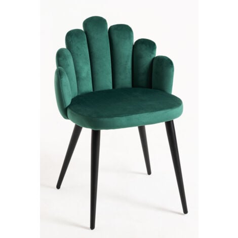 Sillas Comedor - Silla Hand Terciopelo Patas Negras - Verde