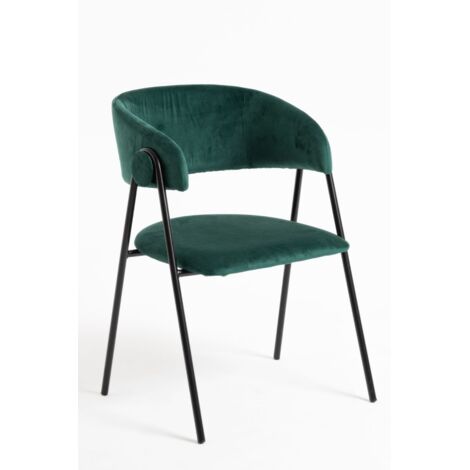 Sillas Comedor - Silla Mihu Black Terciopelo - Verde