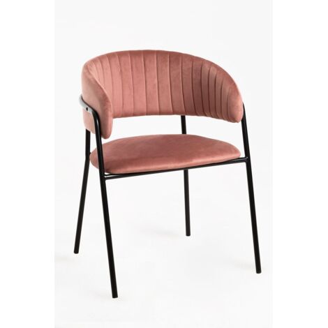 Sillas Comedor - Silla Moniel Black Terciopelo - Rosa