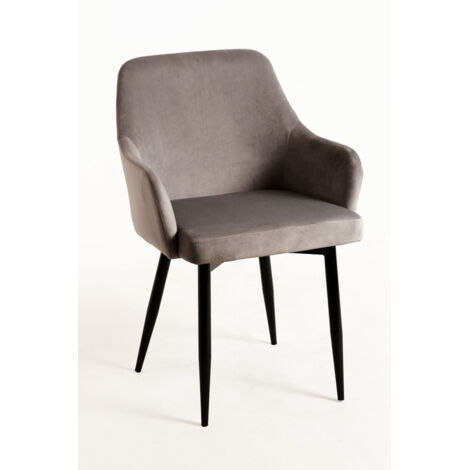 Sillas Comedor - Silla Puan Terciopelo - Gris oscuro