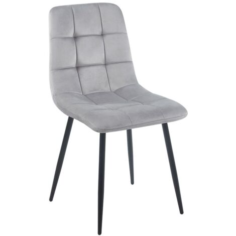 Sillas Comedor - Silla Stuhl Terciopelo - Gris claro