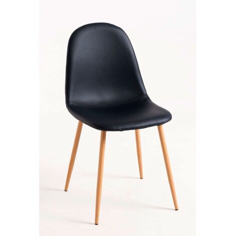Sillas Comedor - Silla Teok Polipiel - Negro