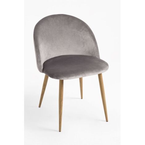 Sillas Comedor - Silla Vint Terciopelo - Gris claro