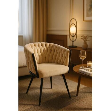 CADEAUX MIGUEL Sillas Comedor - Silla Widny Black Terciopelo - Beige