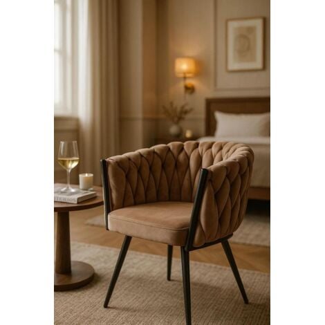 CADEAUX MIGUEL Sillas Comedor - Silla Widny Black Terciopelo - Champán