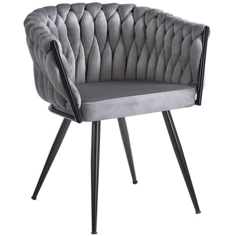 Sillas Comedor - Silla Widny Black Terciopelo - Gris oscuro