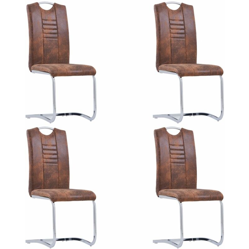 

Sillas comedor voladizas 4 uds piel de ante artificial marrón