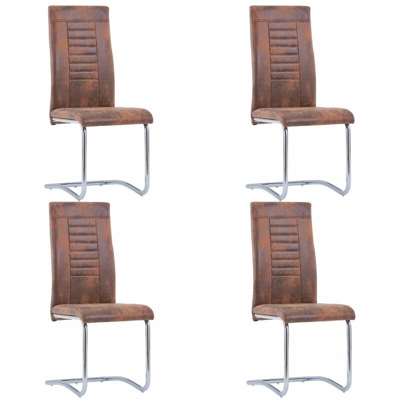

Sillas comedor voladizas 4 uds piel de ante artificial marrón