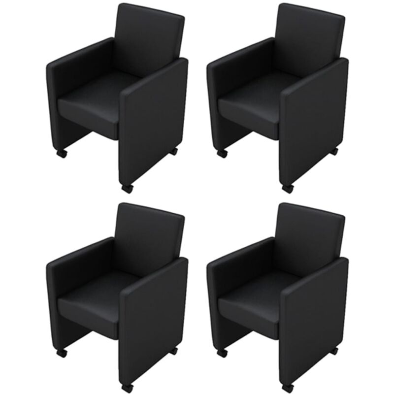 

vidaXL Sillas de Comedor Cuero Sintético 4 Unidades Negro - Negro